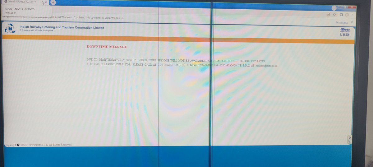 Malkesh20's tweet photo. Irctc website crash.....
Tatkal ticket not booked..
@IRCTCofficial @AshwiniVaishnaw https://t.co/9Z451OWAUZ