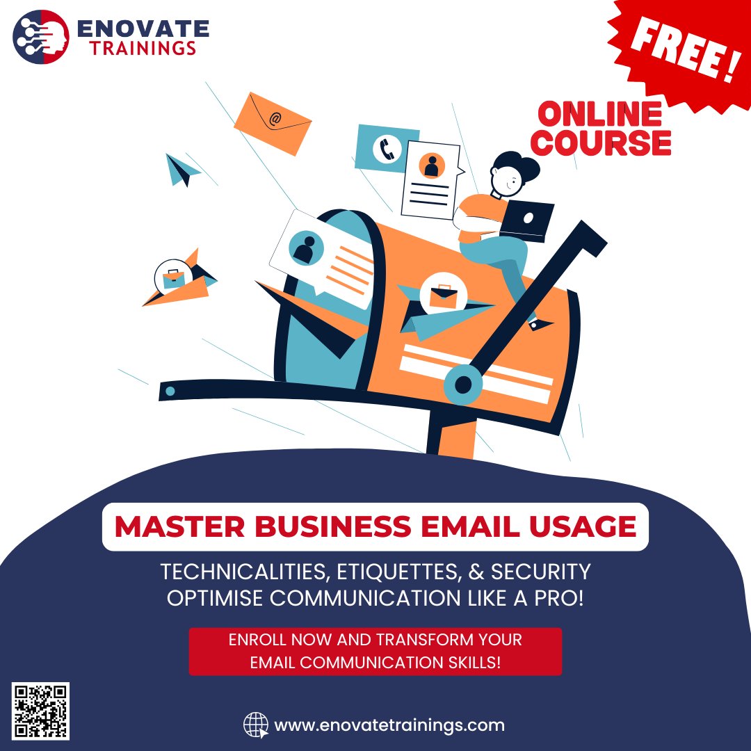 enovatetraining's tweet photo. 💻📧 Master Business Email Usage: Technicalities, Etiquettes, &amp; Security | Optimize Communication Like a Pro!

Contact us via WhatsApp or call +919810130189.

 https://t.co/ruRL4ng4YZ

#BusinessOptimization #DigitalSkills #MSMETools #ProfessionalEmails https://t.co/jjLGWVPgKr