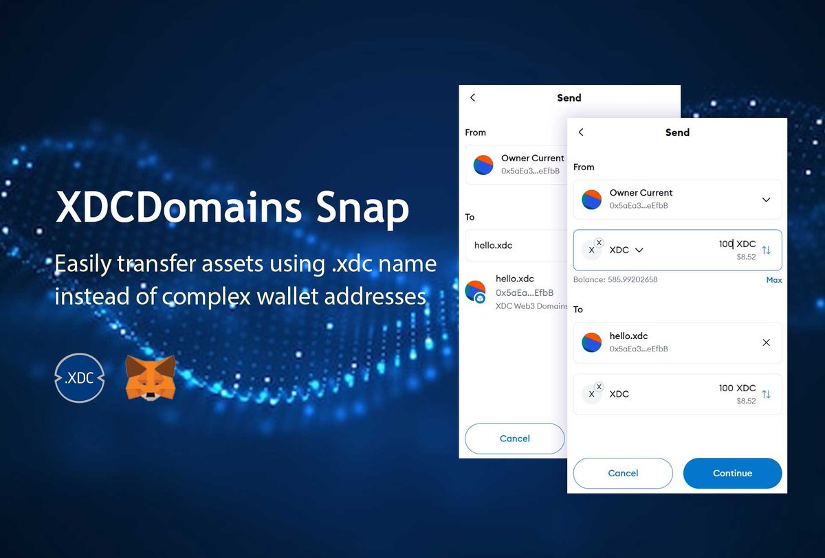 🚀 XDCDomains x MetaMask Snaps – Simplifying Your #Web3 Transactions!

Say goodbye to complex wallet addresses. With #XDCDomains Snap, create a secure, customizable .xdc handle for effortless blockchain transactions, just like sending an email in <a href="/MetaMask/">MetaMask 🦊</a>.

🔹 Why You’ll Love