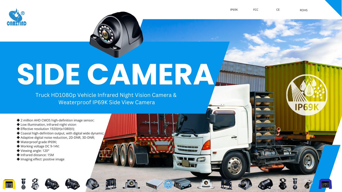 JUNLEE48187471's tweet image. 🚛 Boost Your #FleetSafety with #CNMZTIND&apos;s HD 1080p Night Vision Camera
✅ HD 1080p resolution for crystal-clear footage
✅ Infrared night vision with up to 15m range
✅ IP69K waterproof rating—perfect for any weather
✅ 120° wide viewing angle for enhanced safety
#Sidecamera