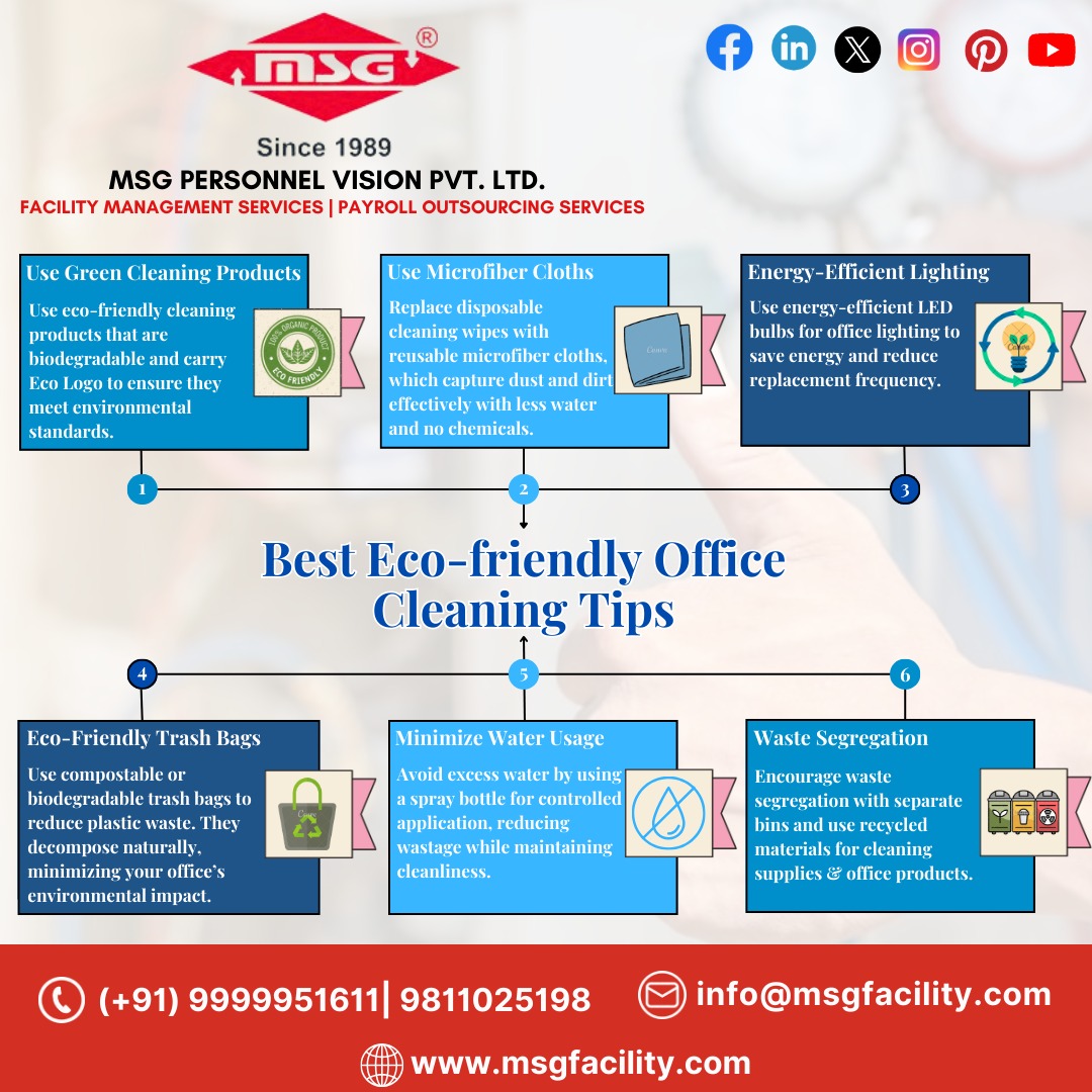 MSGFacility's tweet photo. Discover effective eco-friendly office cleaning tips that ensure a spotless workspace while prioritizing sustainability.

#OfficeCleaning #WorkplaceHygiene #Ecofreindly #Ecofriendlypractices #ProfessionalCleaning #WorkplaceWellness #OfficeMaintenance https://t.co/vGylMQ0OyP