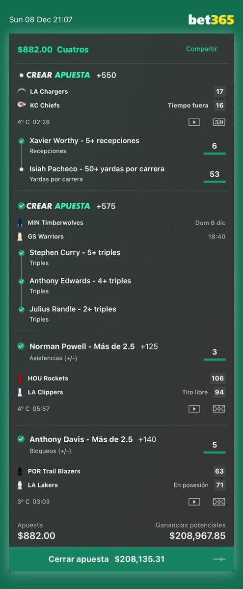 LAS FANTASYS CLARO QUE HAY DÍAS QUE SE PEGAN!!!! 🤑😍🏀🏈✅✅✅

Gracias Tatita por tanto!!! 🤝🏻
Vamos por más chingadamadre!!!!💪🏻
#Dapick