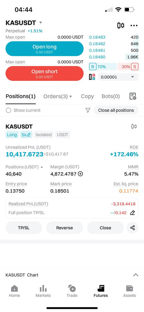 AlexYanukov's tweet photo. Update 5 on my 260k $KAS trade

- Move SL to 0.142 ($989 profit)

We broke the 0.178 resistance so SL is going to in profit and this trade is now risk free! We are now 10k up and working with the house’s money! Congrats everyone! We will keep building it up to 260k. 

Receipts👇 https://t.co/aHcbvK2Jp7