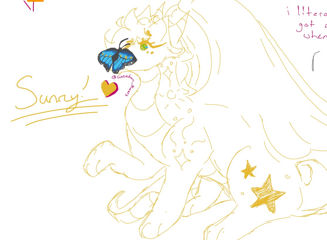 cinnasflwers's tweet photo. very very late art post but here's sunny from wings of fire with a butterfly :3
#wingsoffire #woffanart #wingsoffirefanart #sunny #sunnywof #sandwing #dragon #art https://t.co/cH0Aq3GpIR