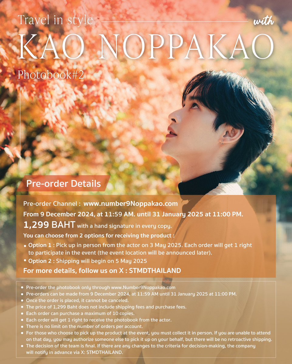 stmdthailand's tweet photo. รายละเอียดสำหรับในการพรีออเดอร์ Kao Noppapkao Photobook#2 ครับ

📌รายละเอียดการ Pre-order
🛒ช่องทาง Pre-order 
 ➡️ https://t.co/YV6yFxnb5G

🏷ราคา 1,299 บาท 
✒️พร้อมลายเซ็นจริงทุกเล่ม!!

TravelinStyleWithKao
#KaoPhotoBook2 https://t.co/IB8ZeSuCfC