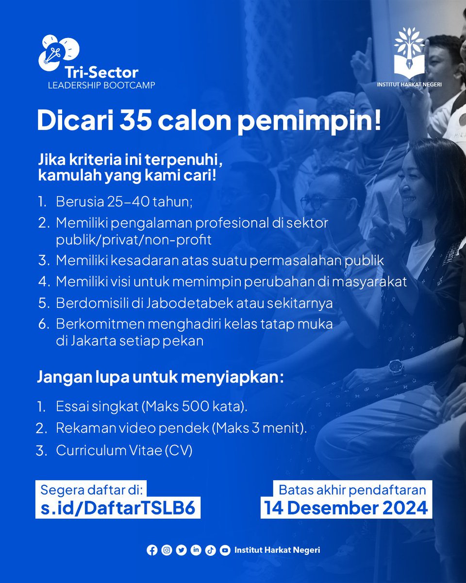 insharkatnegeri's tweet photo. Apakah kamu pemimpin yang siap membawa perubahan?

Indonesia butuh pemimpin seperti kamu!

Jadilah salah satu dari 35 calon pemimpin yang sedang kami cari!

Daftar sekarang!
https://t.co/0puR9TrCdo

#tslb #tslb6 #ihn #pemimpinperubahan https://t.co/yzOIYu6irQ