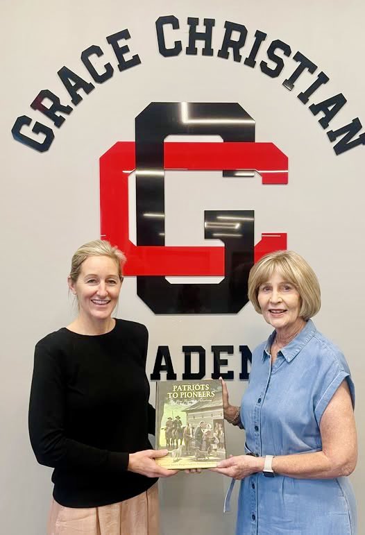 oldglorydar's tweet photo. Tarah U, guidance counselor at Grace Christian Academy, accepted the book, Patriots to Pioneers: The First Tennessee Volunteers, from Old Glory Chapter.  Tarah said the book will be a helpful reference book for all levels of students and their teachers. https://t.co/F0g0WT3UaT