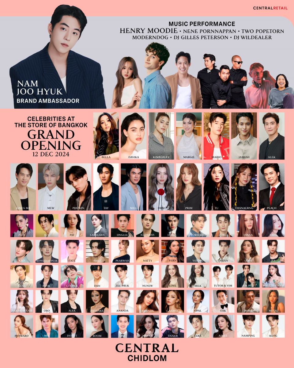Centralnews's tweet photo. ไฮไลท์ดาราระดับท็อปสตาร์ที่จะมาร่วมฉลอง วันที่ 12.12 กับงาน The store of Bangkok GRAND OPENING!
⁣
Let's check out the highlights of the star-studded lineup!
Who will be joining us on 12th Dec 2024 
⁣
#TheStoreofBangkok 
#AllRoadsLeadtoChidlom
#Centralchidlom 
#CentralChidlomGOP https://t.co/tIHotIJYAd