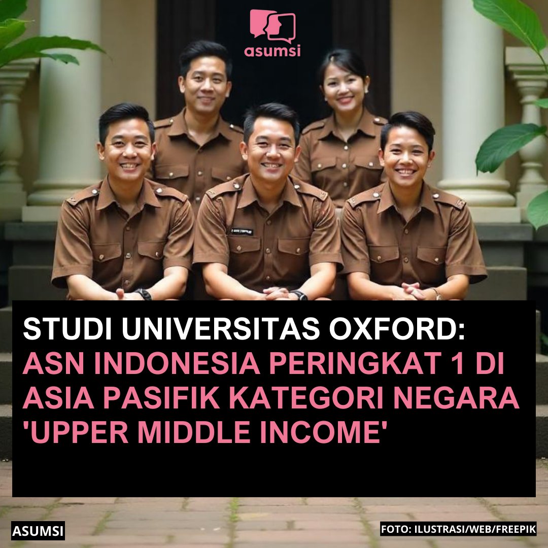 Universitas Oxford, Inggris menobatkan Aparatur Sipil Negara (ASN) Indonesia sebagai pegawai negeri terbaik di kawasan Asia-Pasifik jika mengecualikan negara-negara berpenghasilan tinggi, seperti Singapura, Australia, dan Korea Selatan.