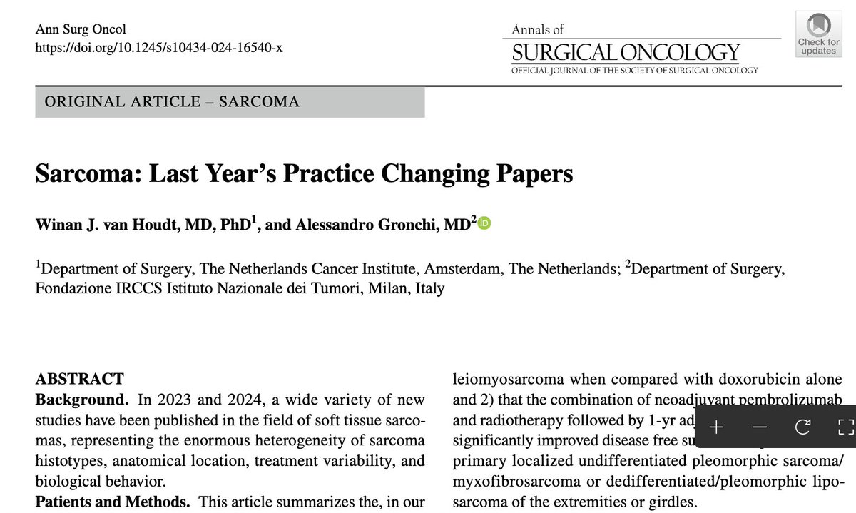 Alessandro Gronchi (@alegronchi) on Twitter photo Hey, watch out... here is a nice recap of the best published studies in 2023/2024 in #sarcoma Thanks to all the investigators for their great job! <a href="/AnnSurgOncol/">Annals of Surgical Oncology</a> <a href="/ctosociety/">CTOS</a> <a href="/TARPSWG/">TARPSWG</a> <a href="/IstTumori/">Istituto Tumori</a> <a href="/ChirSarcomi_INT/">Chirurgia dei Sarcomi INT</a> <a href="/SocSurgOnc/">Society of Surgical Oncology</a> <a href="/ESSOnews/">European Society of Surgical Oncology (ESSO)</a> rdcu.be/d2Sja Hey, watch out... here is a nice recap of the best published studies in 2023/2024 in #sarcoma Thanks to all the investigators for their great job! <a href="/AnnSurgOncol/">Annals of Surgical Oncology</a> <a href="/ctosociety/">CTOS</a> <a href="/TARPSWG/">TARPSWG</a> <a href="/IstTumori/">Istituto Tumori</a> <a href="/ChirSarcomi_INT/">Chirurgia dei Sarcomi INT</a> <a href="/SocSurgOnc/">Society of Surgical Oncology</a> <a href="/ESSOnews/">European Society of Surgical Oncology (ESSO)</a> rdcu.be/d2Sja