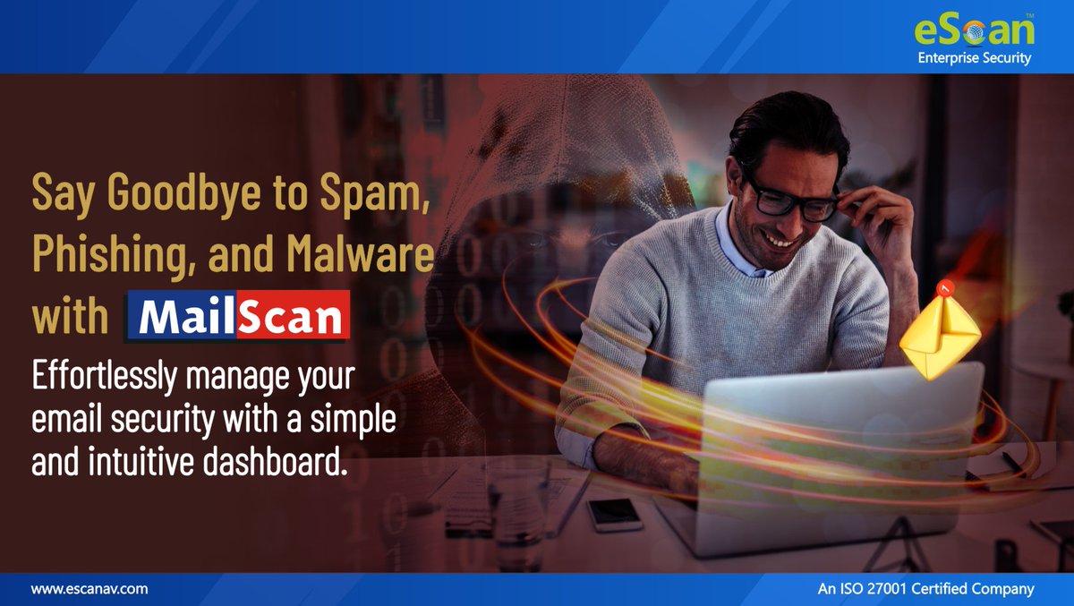 escan_tweet's tweet photo. 🚫 Say Goodbye to Spam, Phishing, and Malware with MailScan! ✉️

👉 Learn more: https://t.co/vT6vki87hE

#eScan #MailScan #EmailSecurity #SpamProtection #Cybersecurity #PhishingProtection https://t.co/H0R3r1rxxH