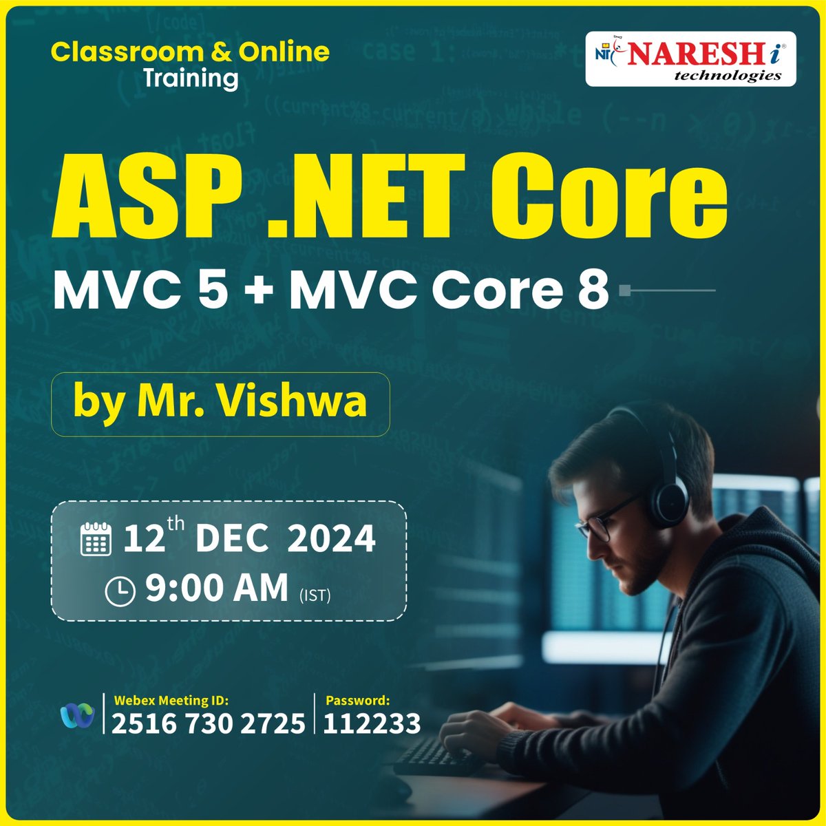 nareshitech's tweet image. 🔴 Classroom &amp;amp; Online Training in Ameerpet Branch 🔴

👉 Join our Asp .Net Core [MVC 5 + MVC Core 8] Training
✍️ Registration Link: t.ly/UmC_r

👉New Batch Details:
Date: 12th December 2024
Time: 9:00 AM to 10:30 AM

#fullstack #dotnetcore #Csharpedotnet #dotnet