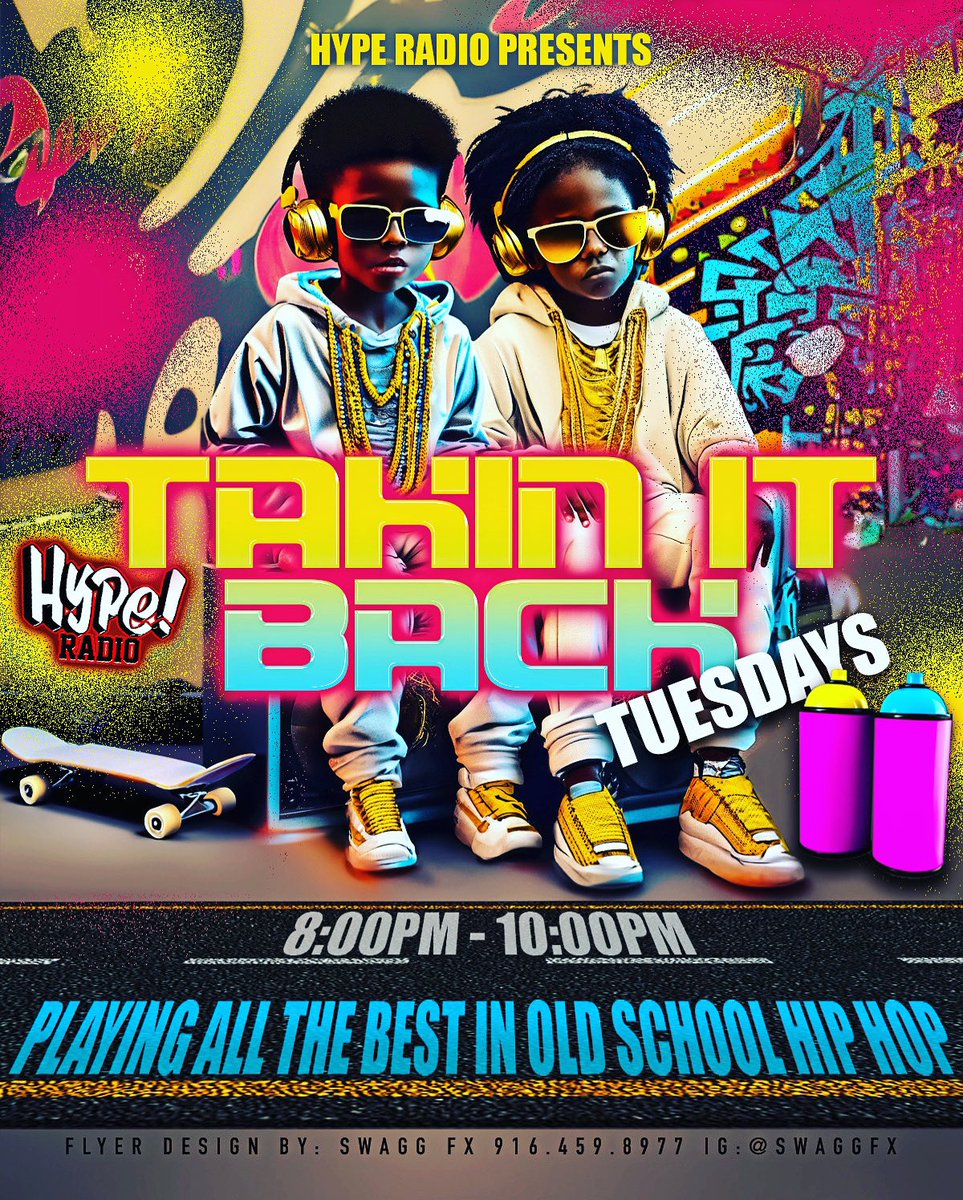 Every Tuesday "Takin It Back Tuesday's" Playing All The Best Old School Hip-Hop from 8:00PM-10:00PM on @hyperadioisreal available on the Tune-in App.
Request Line: (916)317-2790
Tune in
hype-radio.com