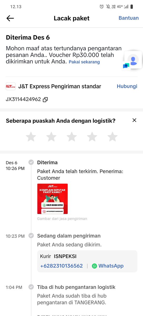siscapaula's tweet photo. dear @jntexpressid tolong ditindak lanjuti kurir yang bermasalah ini, paket tidak ditrima tapi sudah ada tulisan status sudah dikirim pas dicek siapa yang menerima tidak ada fotonya. di telpon tidak bisa pas dicek diget contact trnyata sdh banyak yang tertipu. tlg ditindaklanjuti https://t.co/kGembSPcuW