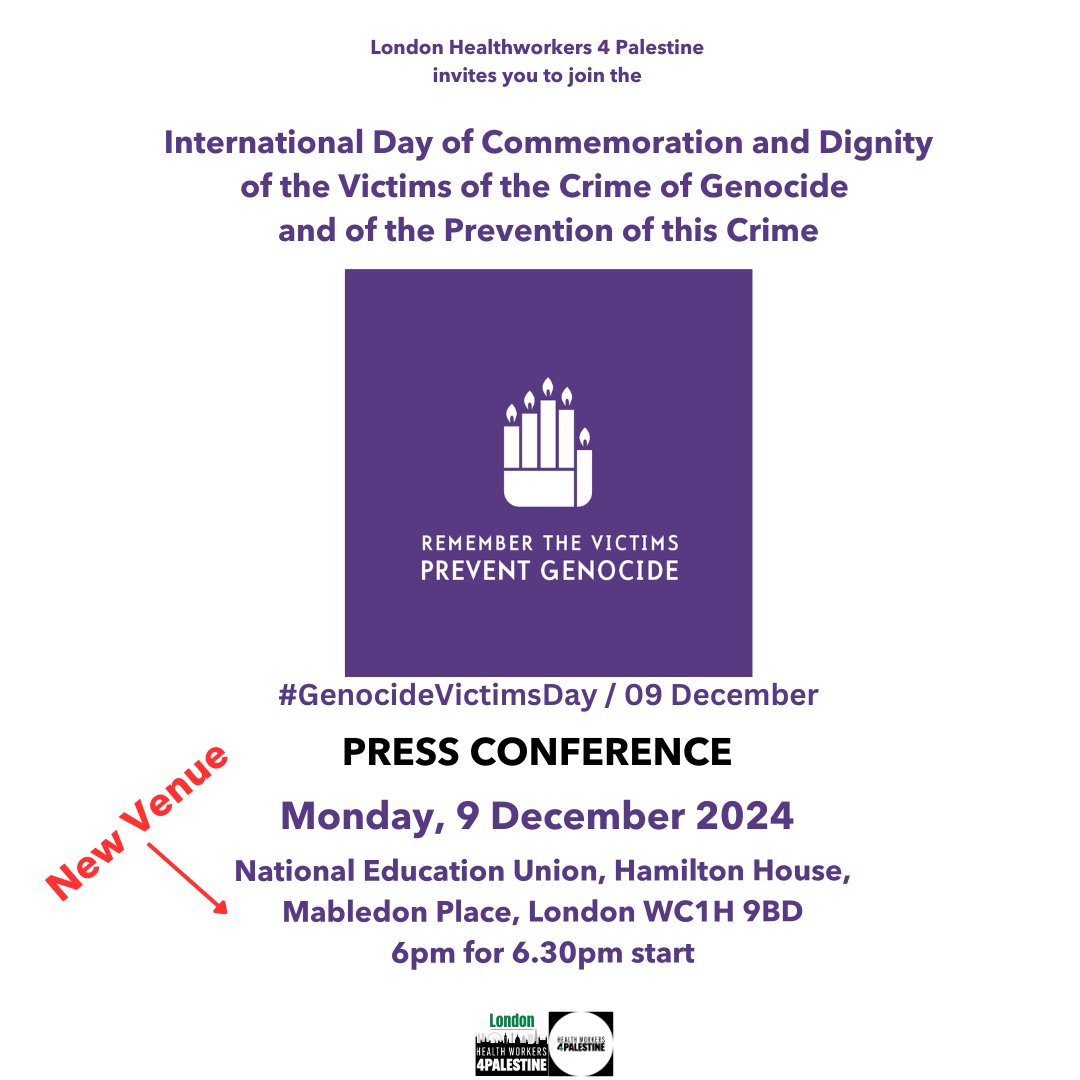 BenNephrology's tweet photo. London ๐ฌ๐ง #EyeWitnessGaza Press Conference
End ๐ฎ๐ฑ genocide in Gaza
December 9, 6PM, National Education Union, Hamilton House, Mabledon Place https://t.co/0JNYKXBBNT