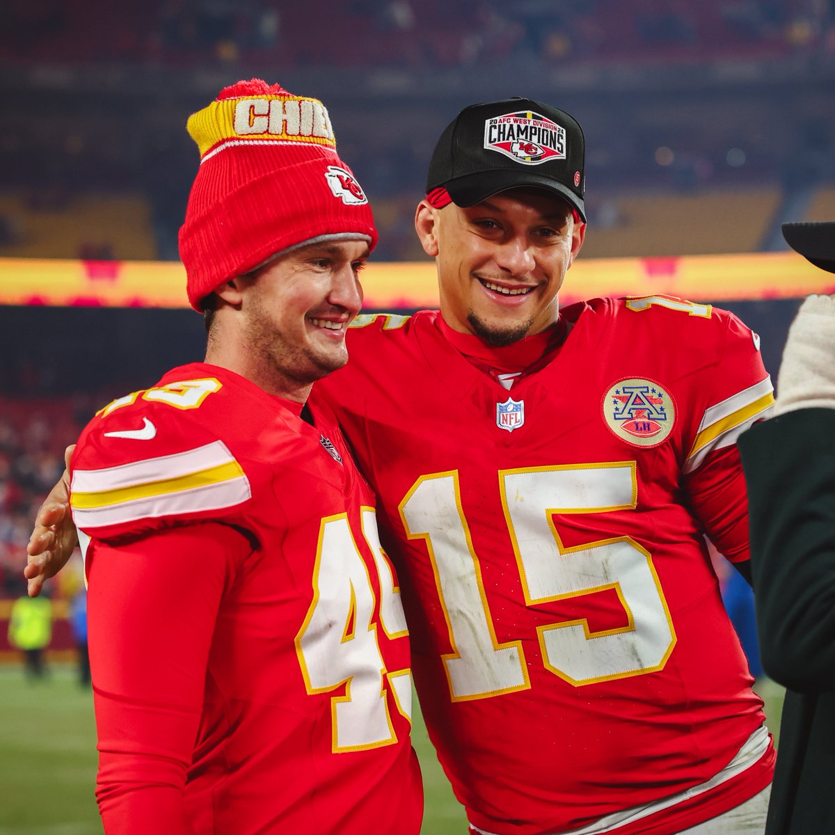 Chiefs's tweet image. Going to bed as AFC West Champs for the ninth year in a row. Goodnight, Chiefs Kingdom 😴