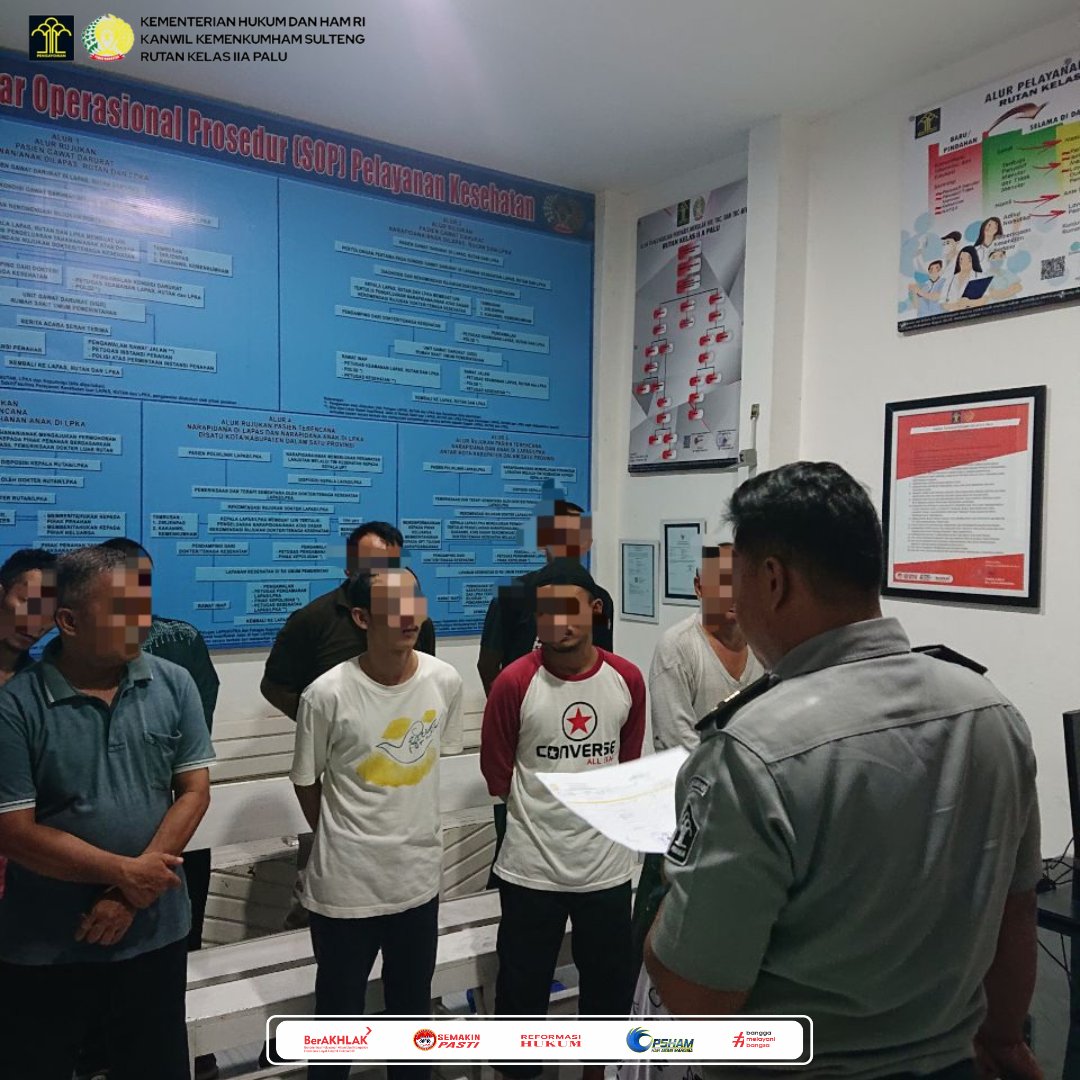 palu_rutan's tweet photo. Hukum Berjalan, Rutan Palu Terima 8 Tahanan Baru dari Kejaksaan Negeri Palu
#pemasyarakatan #kumham #rutan #tahanan #narapidana
@KemenkumhamRI @DITJEN_PAS @kanwilsulteng https://t.co/DkRvS896sw
