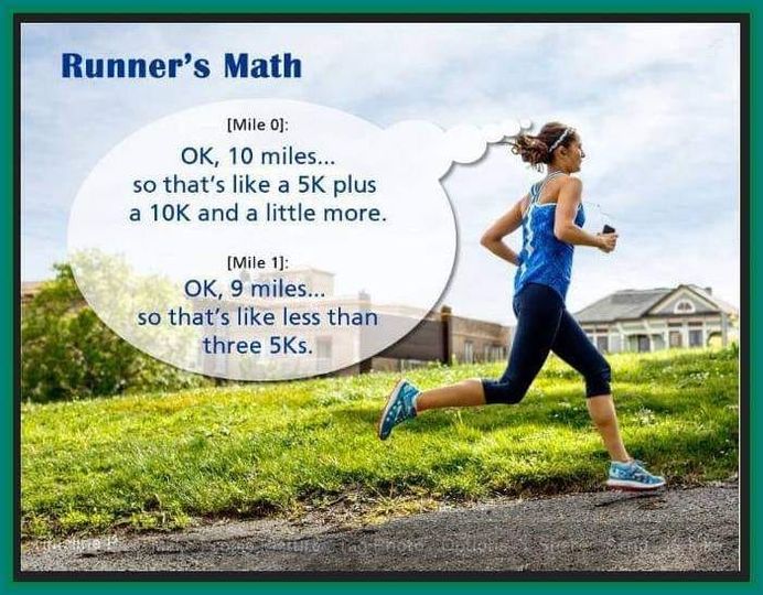 DavidDack's tweet photo. Runner’s math: where a marathon is just ‘8 5Ks, plus a warm-up,’ and 1 mile always feels longer than 3. Who needs logic when you’ve got miles to go? #RunnersMath #MindGames https://t.co/drloGmjIPF