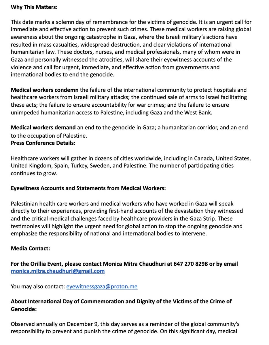 BenNephrology's tweet photo. Orillia ๐จ๐ฆ #EyeWitnessGaza Press Conference
End ๐ฎ๐ฑ genocide in Gaza
December 9, 430PM Orillia Opera House https://t.co/TdOtHqqzv5