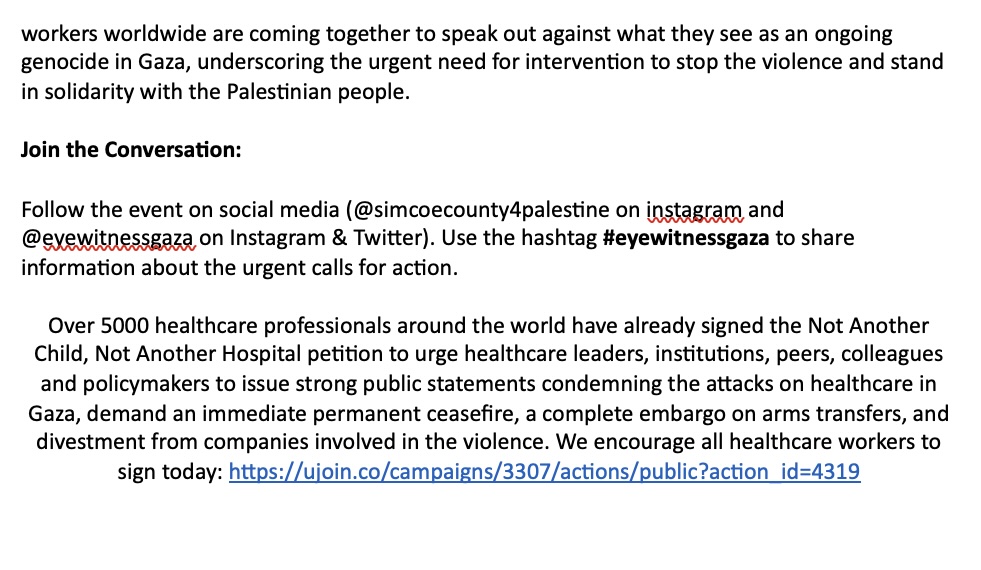 BenNephrology's tweet photo. Orillia ๐จ๐ฆ #EyeWitnessGaza Press Conference
End ๐ฎ๐ฑ genocide in Gaza
December 9, 430PM Orillia Opera House https://t.co/TdOtHqqzv5