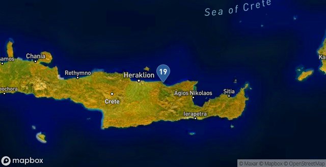 XWReport's tweet photo. Warmest Greek location is #Limenas_Hersonissou: 19℃
Time: 07:33:19 https://t.co/9wsIqhOsMN