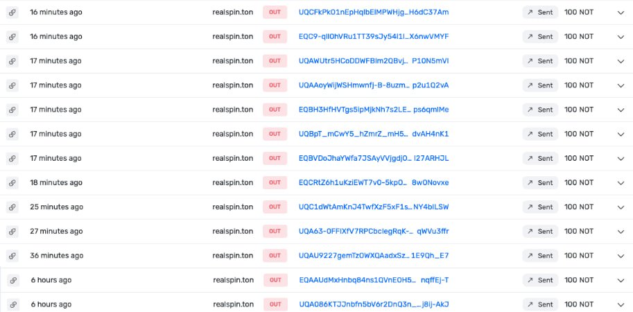 RealSpin_Team's tweet photo. 💎 Another Spin, Another Win! 🎉
100 $NOT successfully withdrawn! 🎯
Spin a few more times to get More Rewards
Join us: https://t.co/mXwQ7w8Exr
#RealSpin #LuckyHours #SpinAndWin https://t.co/f6F3cN2xoe