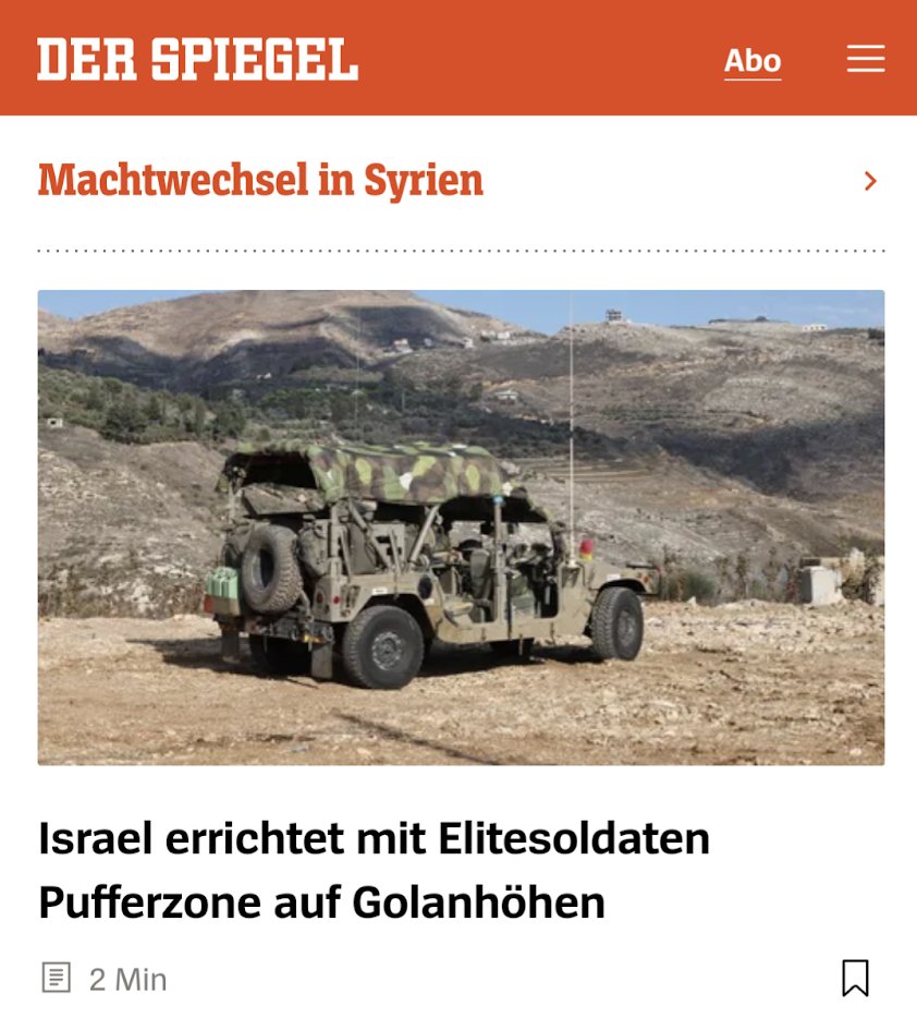 goldi's tweet photo. Israel bombardiert syrische Flughäfen und Fabriken, rückt mit Panzern auf syrisches Gebiet vor und @derSpiegel meldet das als „Errichten einer Pufferzone“. Dann lieber gleich den Telegram-Kanal der IDF abonnieren. #Desinformation https://t.co/IaO8ItQffF