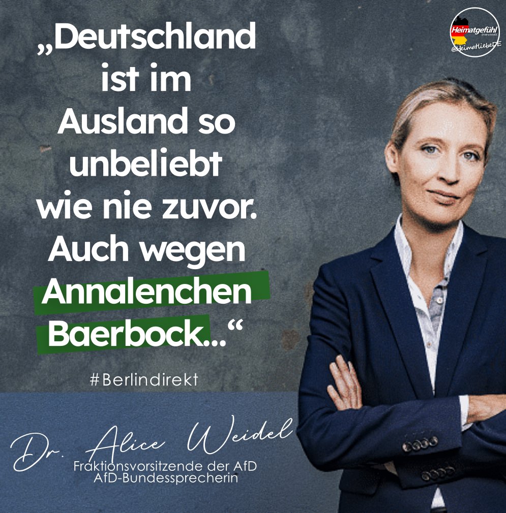 HeimatliebeDE's tweet image. Dr. Alice Weidel bringt es mal wieder auf den Punkt!