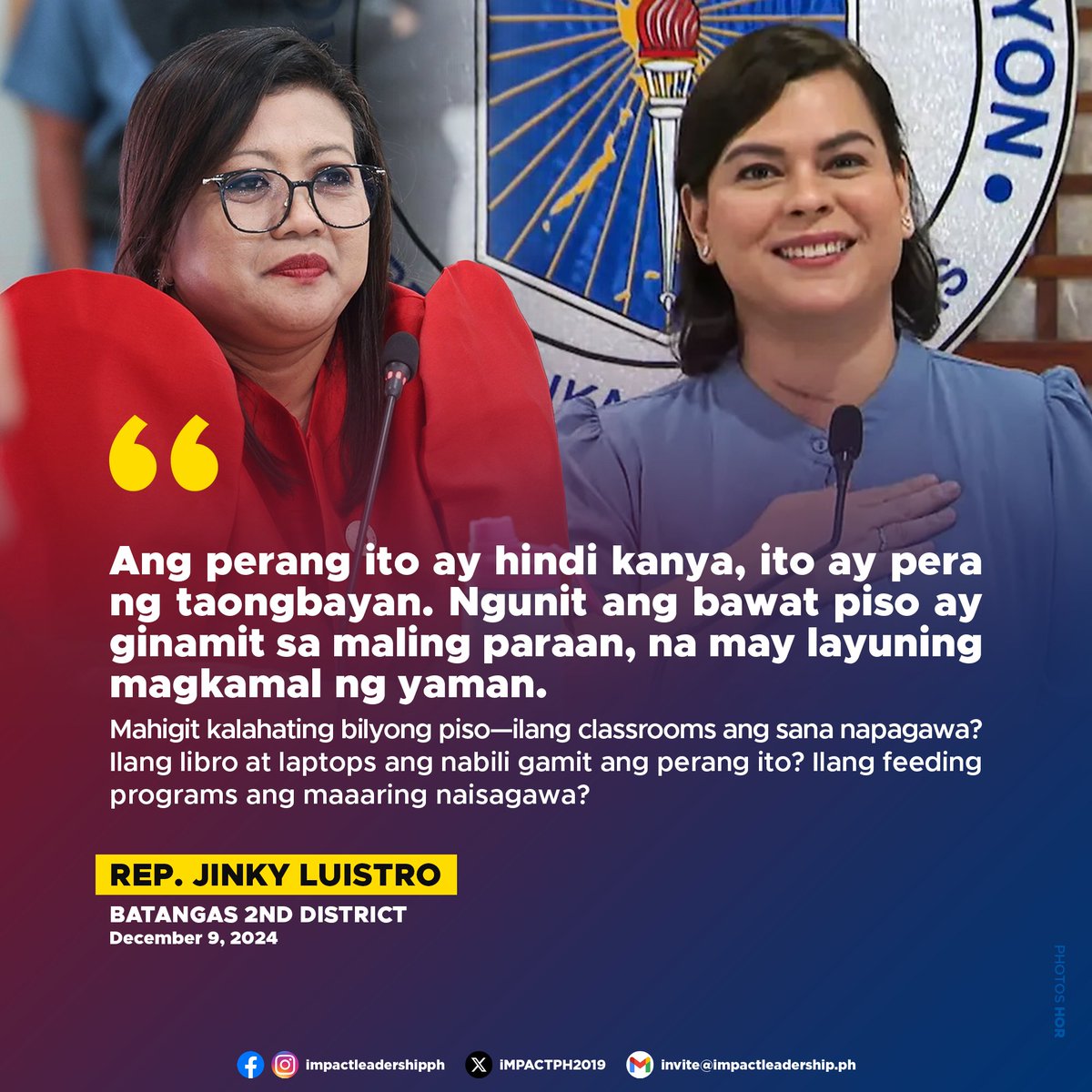 'SI VP SARA BA SI MARY GRACE?' HOUSE BLUE RIBBON PANEL DETAILS PLUNDER CASE IN CONFIDENTIAL FUNDS MISUSE

The House Committee on Good Government and Public Accountability, chaired by Manila 3rd District Rep. Joel Chua, presented its comprehensive findings on the alleged misuse of