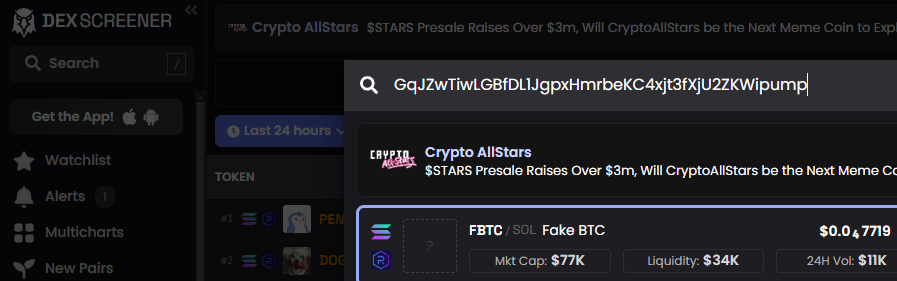 FakeBTC_Solana's tweet photo. WE FINALLY HIT DEXSCREENER!! 💥💥📈
We are working on the profile so stay tuned everyone, let's get RICH 🤩💫📈🌕#FakeBitcoin #FBTC #ATH #MemecoinSeason #CryptoTwitter #Solana #WenMoon https://t.co/P8pR421jOY