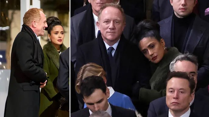 Salma Hayek and billionaire husband, François-Henri Pinault, were 2 of more than 1,500 guests at Saturday's reopening of Notre Dame Cathedral. 

Five years after a fire burned it down. 
Thoughts? 

Getty/Fox Photo