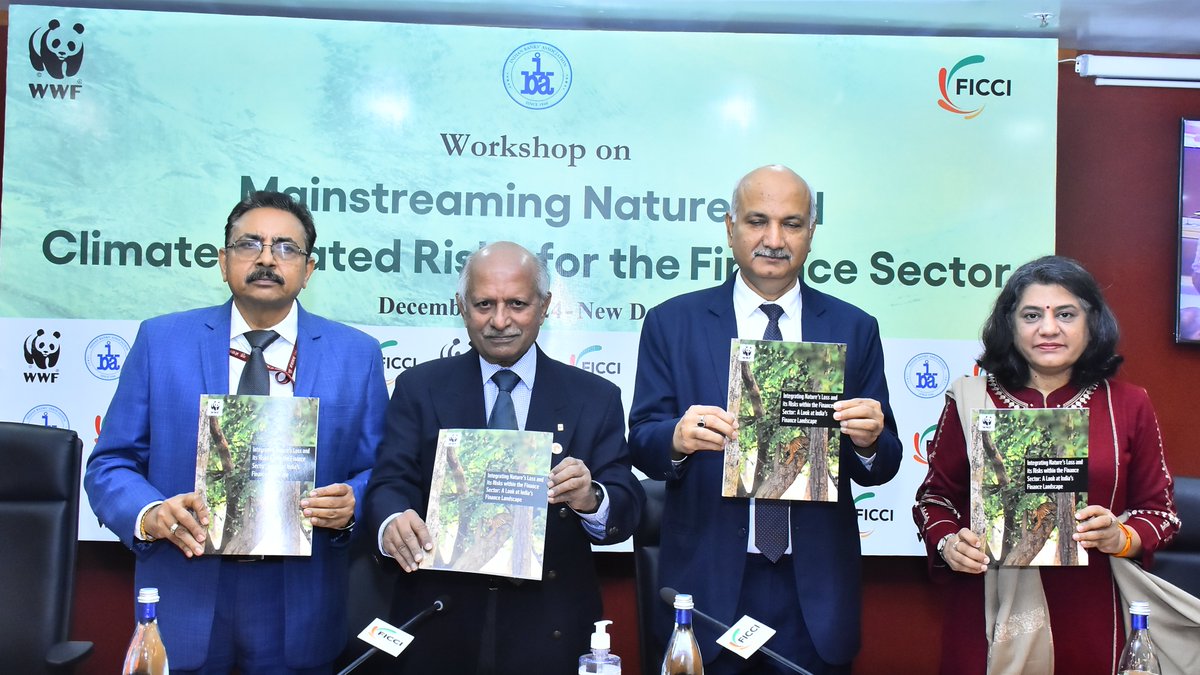 ficci_india's tweet photo. Mr Gopal Murli Bhagat, Officiating Chief Executive, IBA, Mr Ravi Singh, SG & CEO, WWF India along with other dignitaries released report on 'Integrating Nature's Loss and its Risks within the Finance Sector: A Look at India's Finance Landscape' during the workshop on Mainstreaming Nature and Climate-related Risks for the Finance Sector. 

@WWFINDIA @WWF @IBA_org_in @ChiefIba @ChairmanIba @jvij1967
