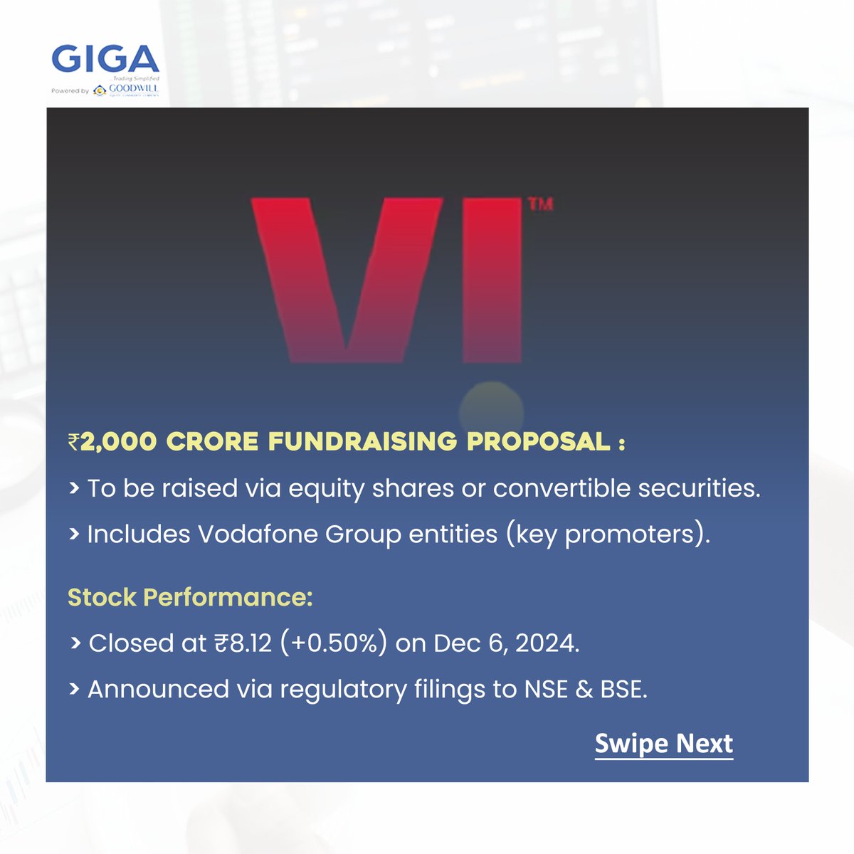 GoodwillGiga's tweet photo. Vodafone's 2000 crore fundraising proposal on the table today!💯

#giga #gigatamil #gigapro #investing #investment #trading #stocktrading #shares #vodafone https://t.co/6wYqs9ihNi