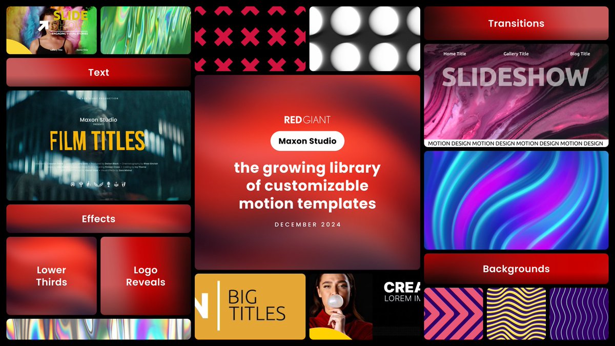 👀 If you haven't looked at #MaxonStudio yet, give it a try! 
⬇️ We just dropped 160 more Capsules in there, too. #AfterEffects templates for film titles, motion graphics, and much more - now even easier to use with footage/logo replacement.