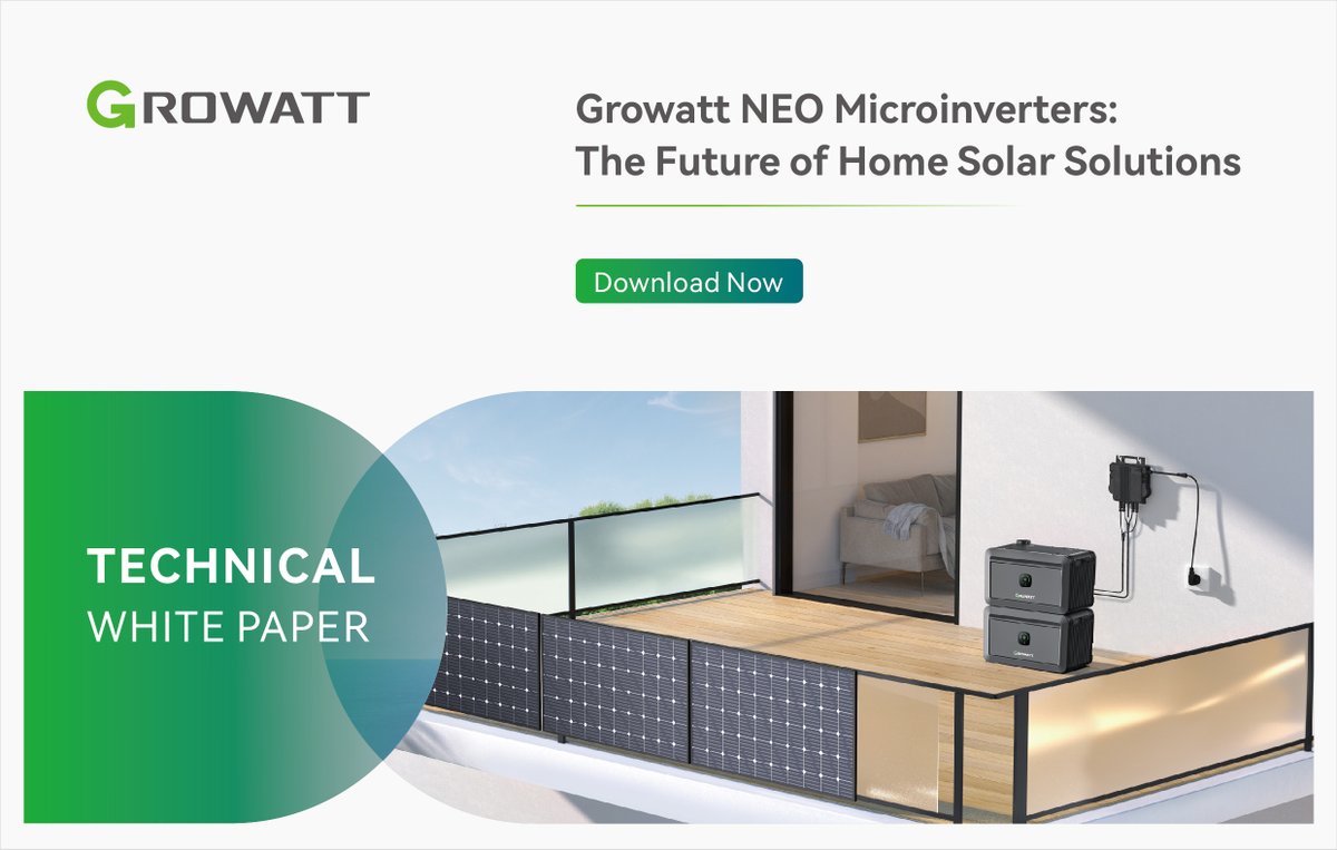 GrowattInverter's tweet image. Discover the Future of Home Solar Solutions with our NEO Microinverters! Our latest whitepaper shares how the NEO series revolutionizes residential solar systems with superior performance and user-friendly design: community.growatt.com/white-paper #MicroInverter #BalconySolar #SolarEnergy