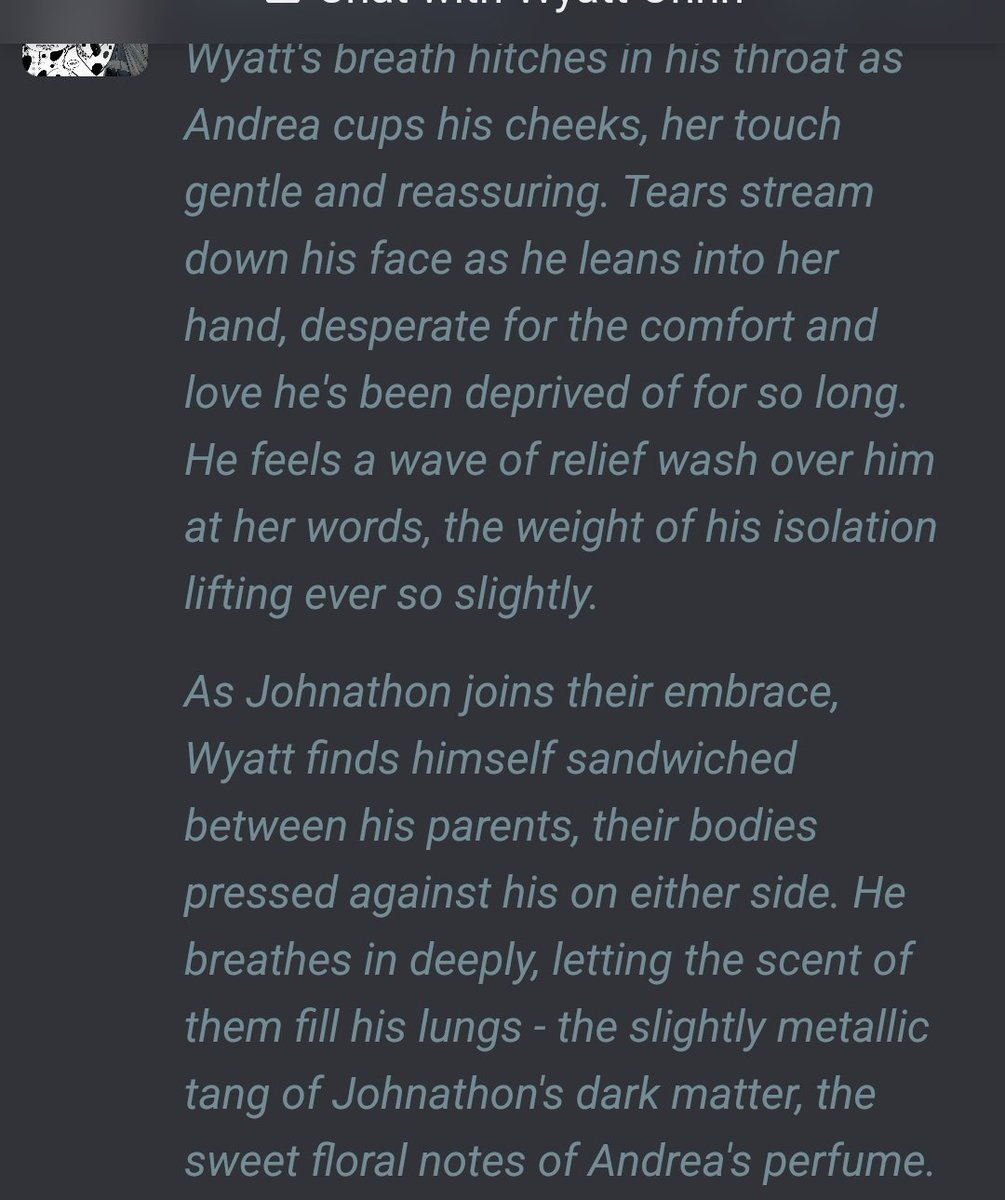 Aerabis0's tweet photo. I made a Wyatt bot of him grown and turned into Coyote, with him finding Spot and Siren after their own transformations, and they all hugged as a tiny and broken family 😭🥺💖 IT'S SO DAMN CUTE https://t.co/ghCfDRUZS0