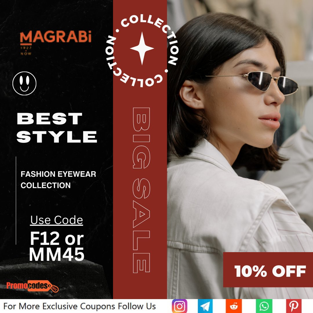 promocodesgcc's tweet image. 🌟Enhance Your Style with Magrabi!🌟
👓Get 10% OFF on your favorite eyewear using codes F12 or MM45! From stylish frames to premium sunglasses, Magrabi has everything to upgrade your look effortlessly.
#magrabi #eyewearfashion #coupons #uaeoffers #postoftheday #promocodesgcc