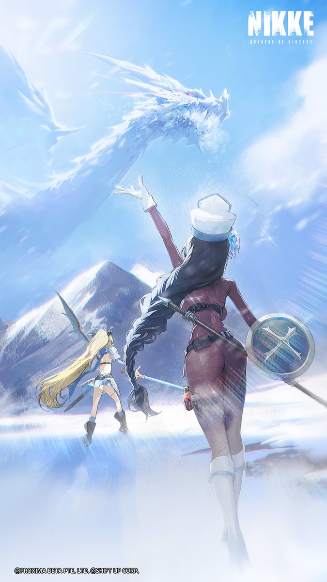 NIKKE_japan's tweet photo. 【壁紙プレゼント】
「ICE DRAGON SAGA」のスマホとPCで使用可能な壁紙をプレゼント🎁

指揮官、冒険の準備は万全ですか？
白銀の世界へ一緒に冒険に出かけましょう✨

指揮官の皆さま、ぜひ添付画像を保存してご利用ください🙏

#NIKKE #ニケ #メガニケ https://t.co/R7qv7jWZWQ