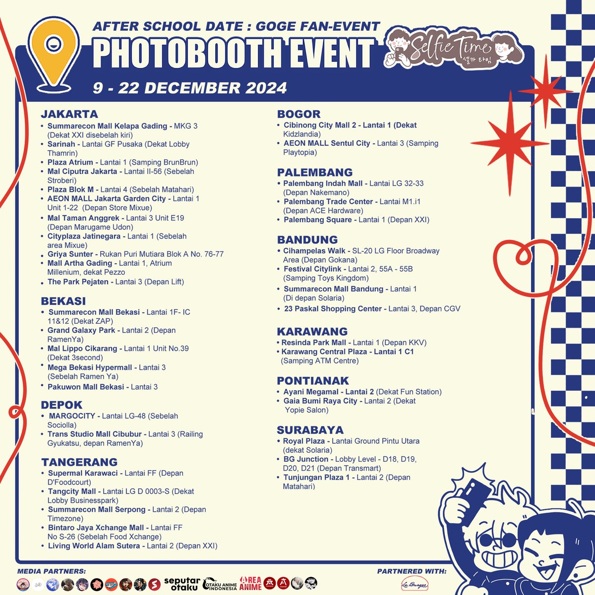 GoGePartyID's tweet photo. Step into the frame and strike a pose with Gojo and Geto—The Strongest Duo is waiting for you! 📸✨

AFTER SCHOOL DATE Photobooth Event by @GogepartyID
Frame by @abusedmember
📅: 9-22 December 2024
 📍: @selfietimeid, All across Indonesia (see pic for branches)

Take a snap and tag us! #GOGEPARTYID #TheStrongestDuo #DateNightWithBurgers