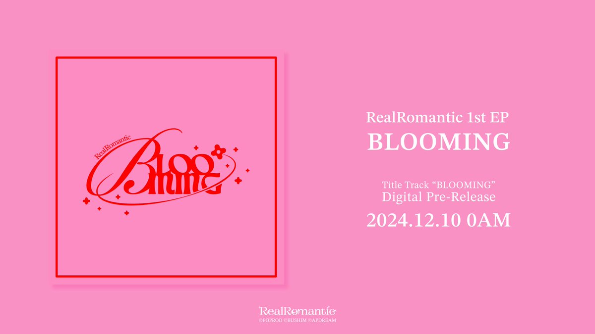 "𝐁𝐋𝐎𝐎𝐌𝐈𝐍𝐆" Digital Pre-Release

𝐍𝐨𝐰 𝐬𝐭𝐫𝐞𝐚𝐦𝐢𝐧𝐠!!
bmu.lnk.to/RealRomantic_B…

-------------------------
🌹RealRomantic 1st EP < 𝐁𝐋𝐎𝐎𝐌𝐈𝐍𝐆 >  
𝟐𝟎𝟐𝟓.𝟎𝟒.𝟏𝟔 𝐑𝐞𝐥𝐞𝐚𝐬𝐞

#RealRomantic #BLOOMING
#KARIN #RIKKI #YUI #HINA #RIN #NANA #SORA