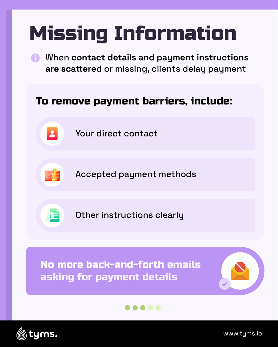 tyms_io's tweet photo. Most businesses don't realize these 4 invoice elements are delaying their payments.
Swipe through to discover which is holding back your cash flow
#FinanceTransformation #AccountingTips #BusinessGrowth #CFOTools #PaymentAutomation #TymsApp #AccountingTech #SmartPayments #AI https://t.co/LWsnYGRkmK