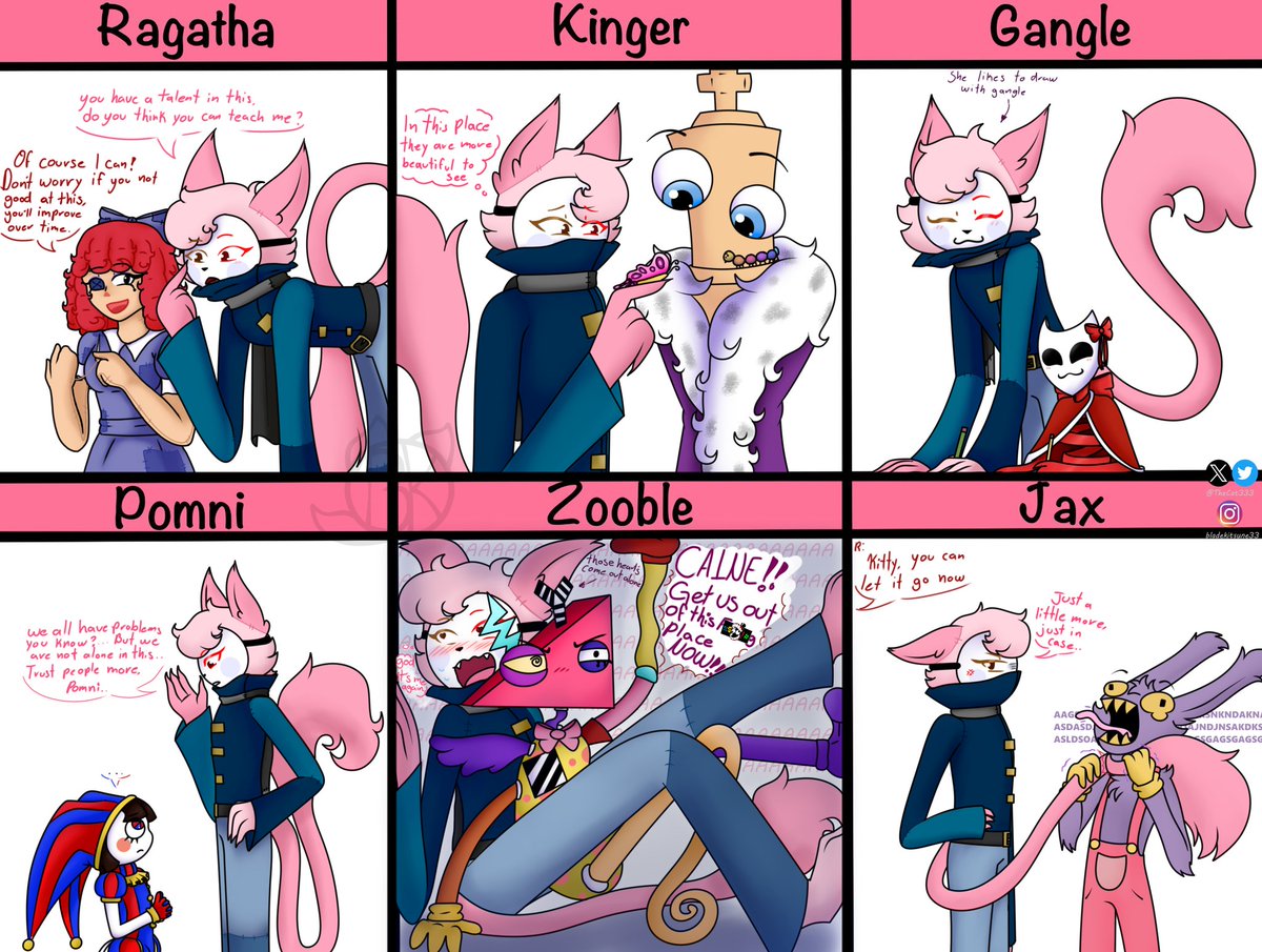 TheCat333's tweet photo. Kitty hanging out with the other members of the circus.
Here is the creator of the post:
https://t.co/O2Qml9yFBG
#ragathadigitalcircus #jaxdigitalcircus #zoobledigitalcircus #gangledigitalcircus #pomnidigitalcircus #kingerdigitalcircus #TADC #Oc https://t.co/dvEubzGa5z