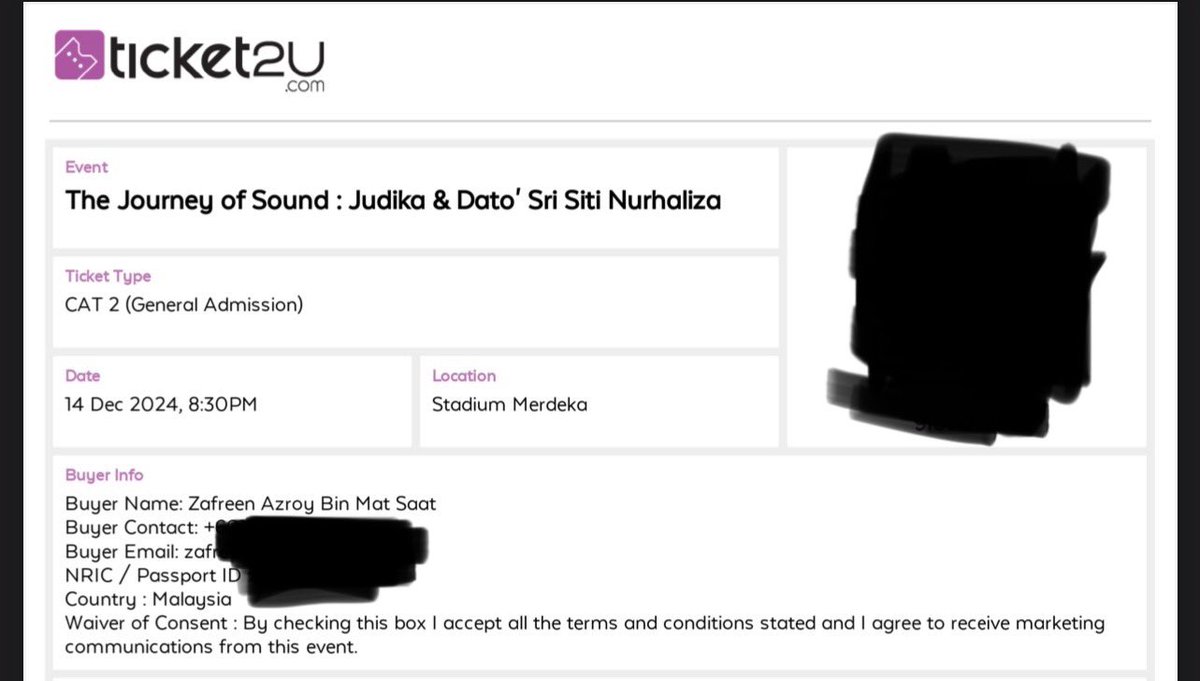 Zafreen_Azroy's tweet photo. Hi , saya ada 1 ticket konsert #TheJourneyOfSound Untuk dijual:-

Ticket Type : CAT 2 (General Admission)
Ticket Price : Rm359.00 Early Bird Price
Ticket Fee : Rm5.40 
Harga Ticket Untuk Dijual : Rm350 
Reason Letgo : Upgrade Ticket

Bukan Ulat Ticket . 

#SitiNurhaliza https://t.co/JwOEJ9Mcyn