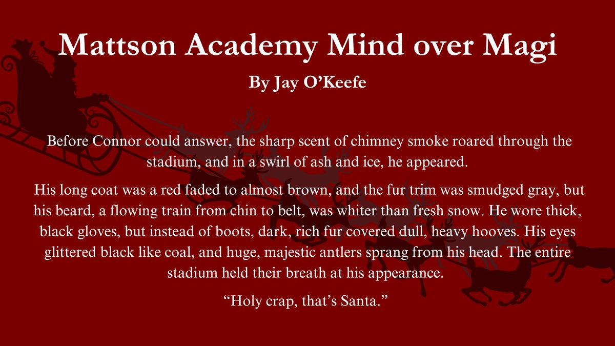 BSCPublishingGr's tweet photo. Everyone knows there are so many versions of Santa Claus, and the Mattson Academy Universe has its own as well! 
Here's a little peek from the new Mattson Academy Mind over Magi by @writes_jo (which you can buy NOW at all major retailers)!

#giftideas #readingcommunity #readers https://t.co/JtmI5BFDmg