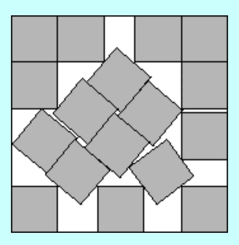 The SRAM placement somehow has the same energy as this optimal packing of 17 squares inside a square