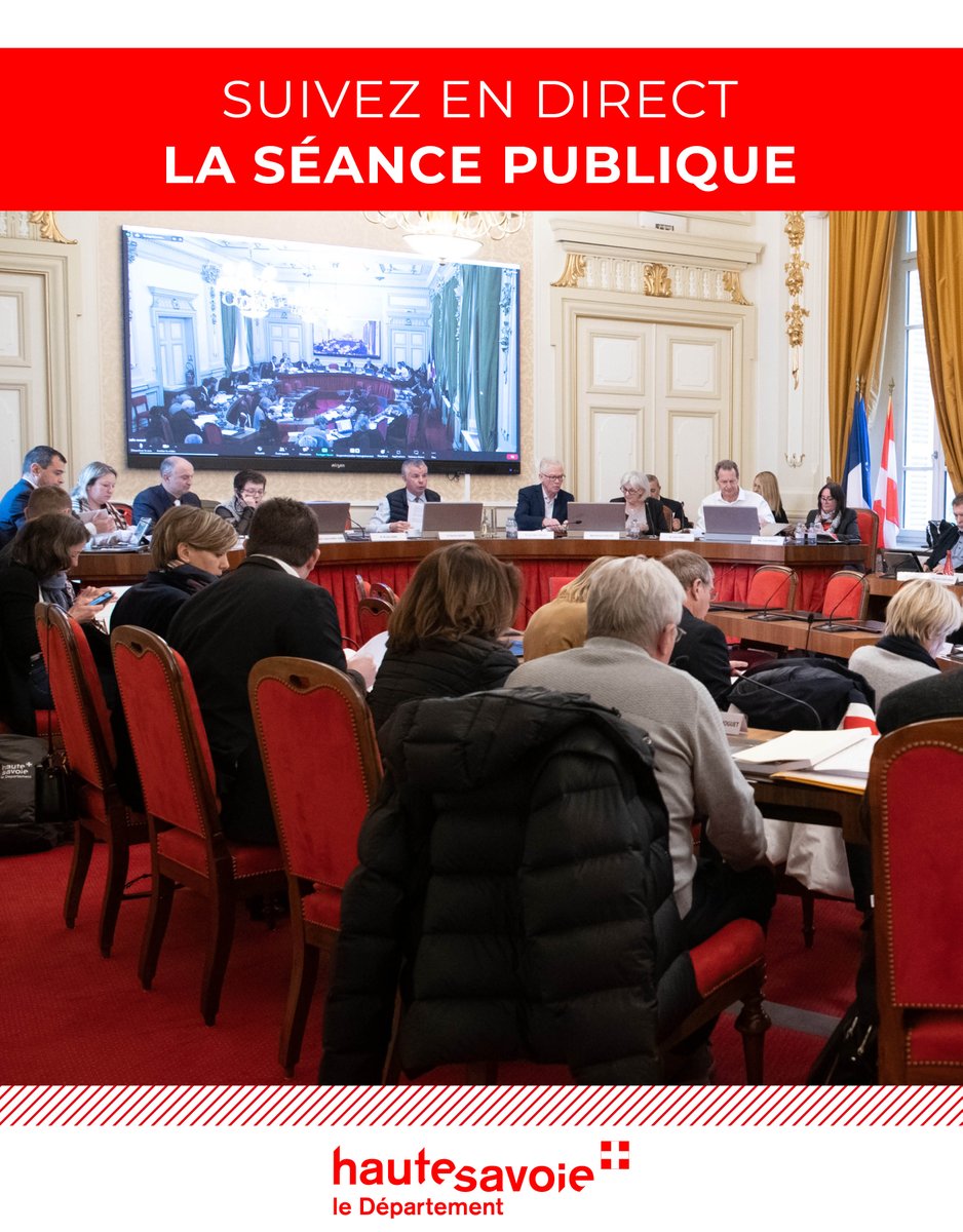 📣 | Le Conseil départemental de la Haute-Savoie se réunit aujourd’hui en 𝐬𝐞́𝐚𝐧𝐜𝐞 𝐩𝐮𝐛𝐥𝐢𝐪𝐮𝐞.

Suivez-la en direct :

⏰ 9:00
📅 9/12/24
📲 youtube.com/live/P6rJ_WsnM…