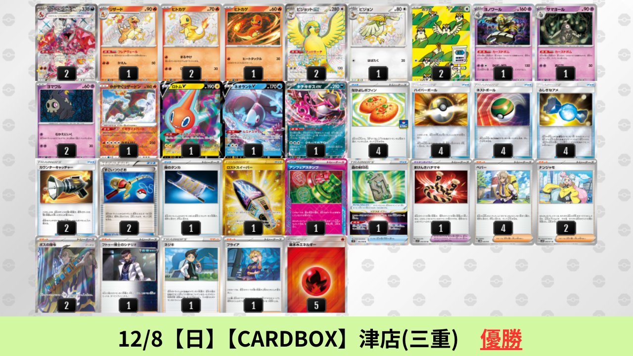 リザードン 優勝構築済みデッキ イーユイ シークレットボックス バトルパートナーズ環境 シティリーグ優勝構築 宝石リザードンex