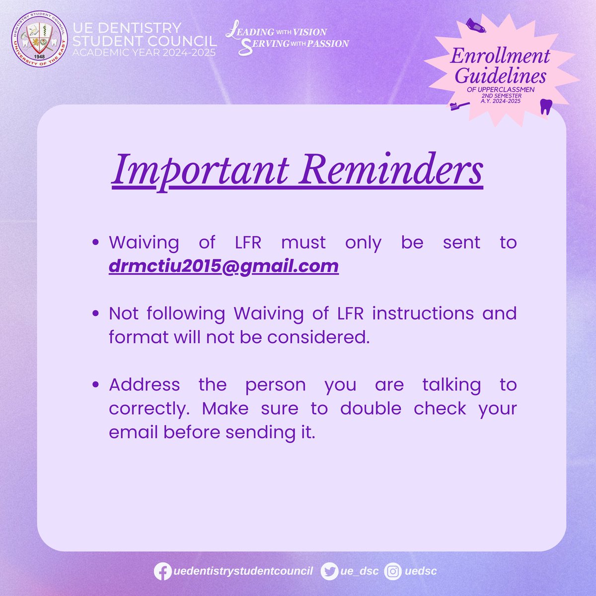 UE_DSC's tweet photo. Please read the enrollment guidelines carefully. For any questions or concerns, you may communicate directly with your respective batch representatives. https://t.co/iWUHwll9Ej