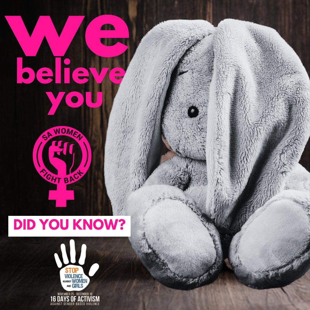650 million girls &amp; women (1 in 5) alive today were subjected to sexual violence as children, 370 million (1 in 8 ) who experienced rape or sexual assault.
Call <a href="/Tears_SA/">TEARS Foundation</a>  for FREE &amp; PROFESSIONAL for support. 080 008 3277 tears.co.za
#webelieveyou #16daysofactivism
