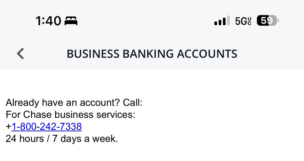reesmedia_'s tweet photo. 24/7 means I should call during normal business hours? ⁦@Chase⁩ https://t.co/qaGTtLznhl